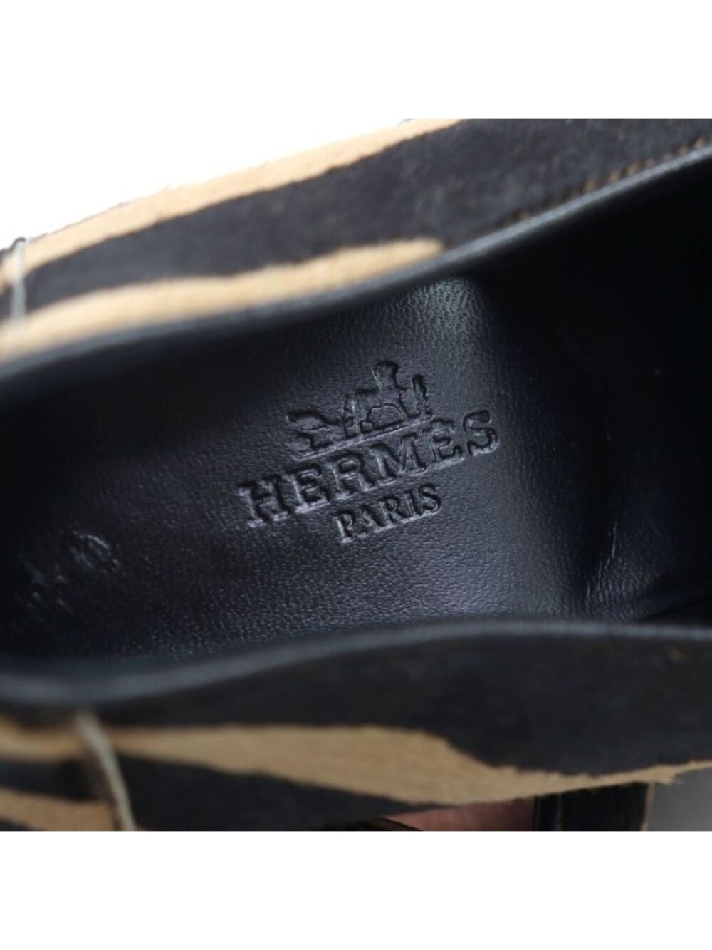 Hermes 2021 Z Halaco H Metal Zebra Pattern Moccasin Loafers Camel Black - Picture 9 of 12